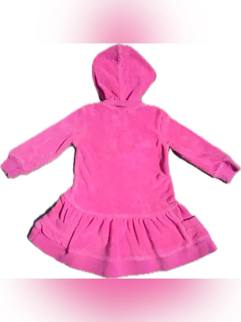 Ralph Lauren 9 Months Girls Pink Terry Cloth Hoodie Dress with Pockets